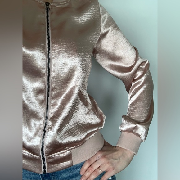Pink Satin Bomber Jacket - Picture 3 of 10
